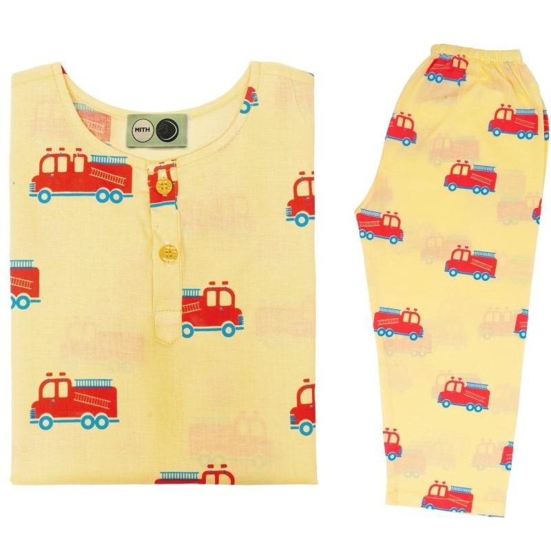 The Fire Fighter Truck - Unisex Kids Cotton Nightwear | Verified Sustainable by Brown Living™