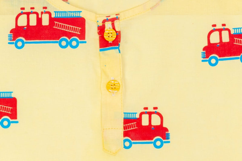 The Fire Fighter Truck - Unisex Kids Cotton Nightwear | Verified Sustainable by Brown Living™