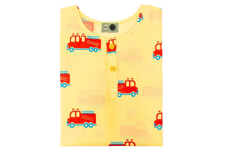 The Fire Fighter Truck - Unisex Kids Cotton Nightwear | Verified Sustainable by Brown Living™