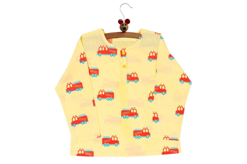 The Fire Fighter Truck - Unisex Kids Cotton Nightwear | Verified Sustainable by Brown Living™