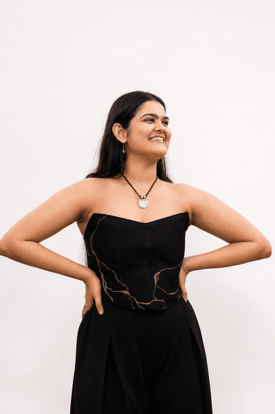 The "Geet" Corset | Handcrafted Contemporary Women's Corset Top – Womens Top on Brown Living™. SKU: CO25. Img 5.