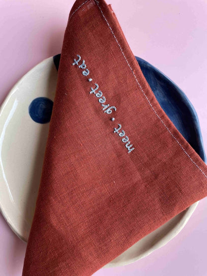 The Greet Sheet - Table Napkin – Table Decor by Rasa Home available on Brown Living™. The Greet Sheet - Table Napkin . SKU: TNMG1. Img 2.