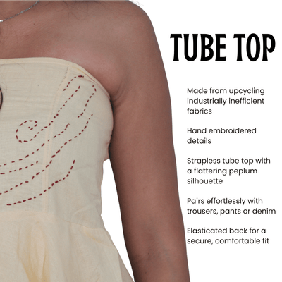 The Khoobsurat Offwhite Tube Top | Ethnic Print Strapless Summer Wear – Womens Top on Brown Living™. SKU: TU101. Img 7.