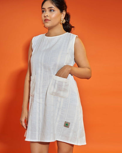 The Little White Elegant Hemp & Organic Cotton Shift Dress for Women – Womens Dress on Brown Living™. SKU: HWDS. Img 5.