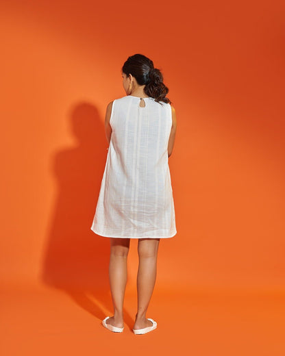 The Little White Elegant Hemp & Organic Cotton Shift Dress for Women – Womens Dress on Brown Living™. SKU: HWDS. Img 2.