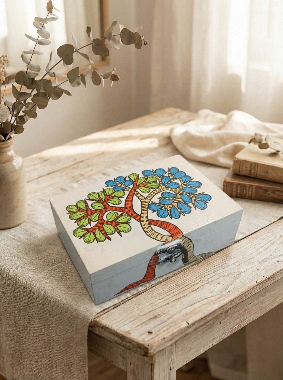 The Living Tree Chest Utility Box | Handcrafted Decorative Storage – Home Decor on Brown Living™. SKU: GDBPSBMDMC01. Img 1.