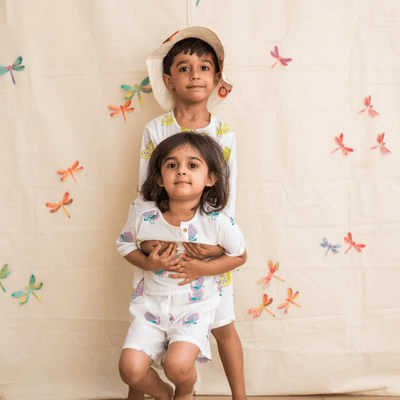 The Magestic Peacock - Unisex Kids Cotton Nightdress – Kids Pajamas on Brown Living™. SKU: MITHNW-095-1. Img 4.