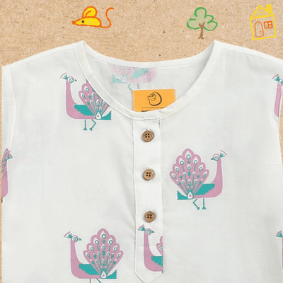 The Magestic Peacock - Unisex Kids Cotton Nightdress – Kids Pajamas on Brown Living™. SKU: MITHNW-095-1. Img 6.