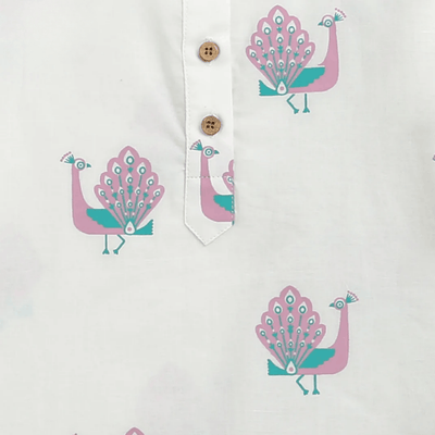The Magestic Peacock - Unisex Kids Cotton Nightdress – Kids Pajamas on Brown Living™. SKU: MITHNW-095-1. Img 7.