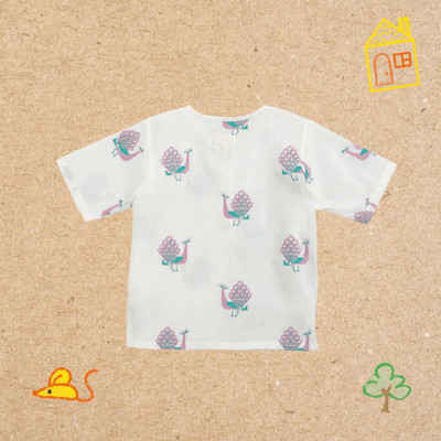 The Magestic Peacock - Unisex Kids Cotton Nightdress – Kids Pajamas on Brown Living™. SKU: MITHNW-095-1. Img 5.