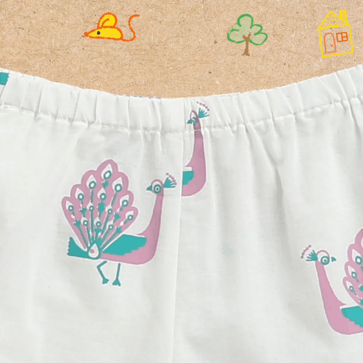 The Magestic Peacock - Unisex Kids Cotton Nightdress – Kids Pajamas on Brown Living™. SKU: MITHNW-095-1. Img 8.