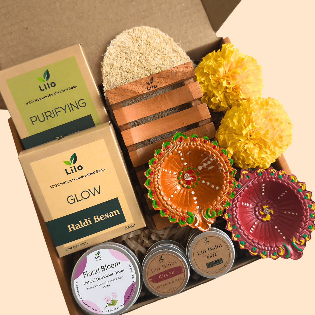 The Natural Glow Diwali Gift Hamper – Gift Box on Brown Living™. SKU: SKG003. Img 1.