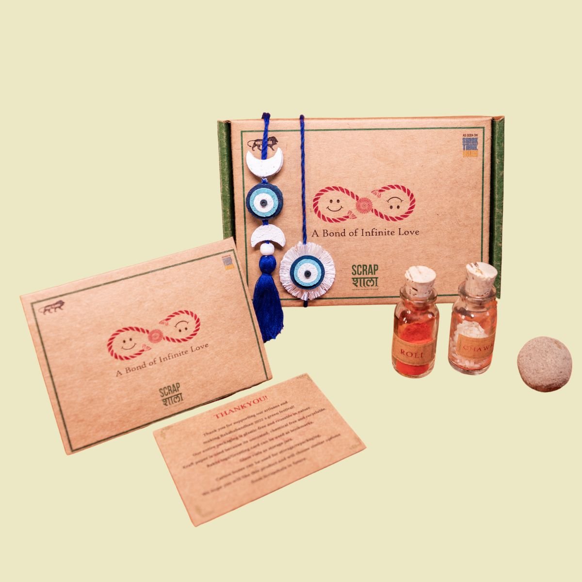 The Nazarbattu Sibling Box - Plantable Rakhi and Lumba Set with Roli - Chawal & Greeting Card | Verified Sustainable by Brown Living™