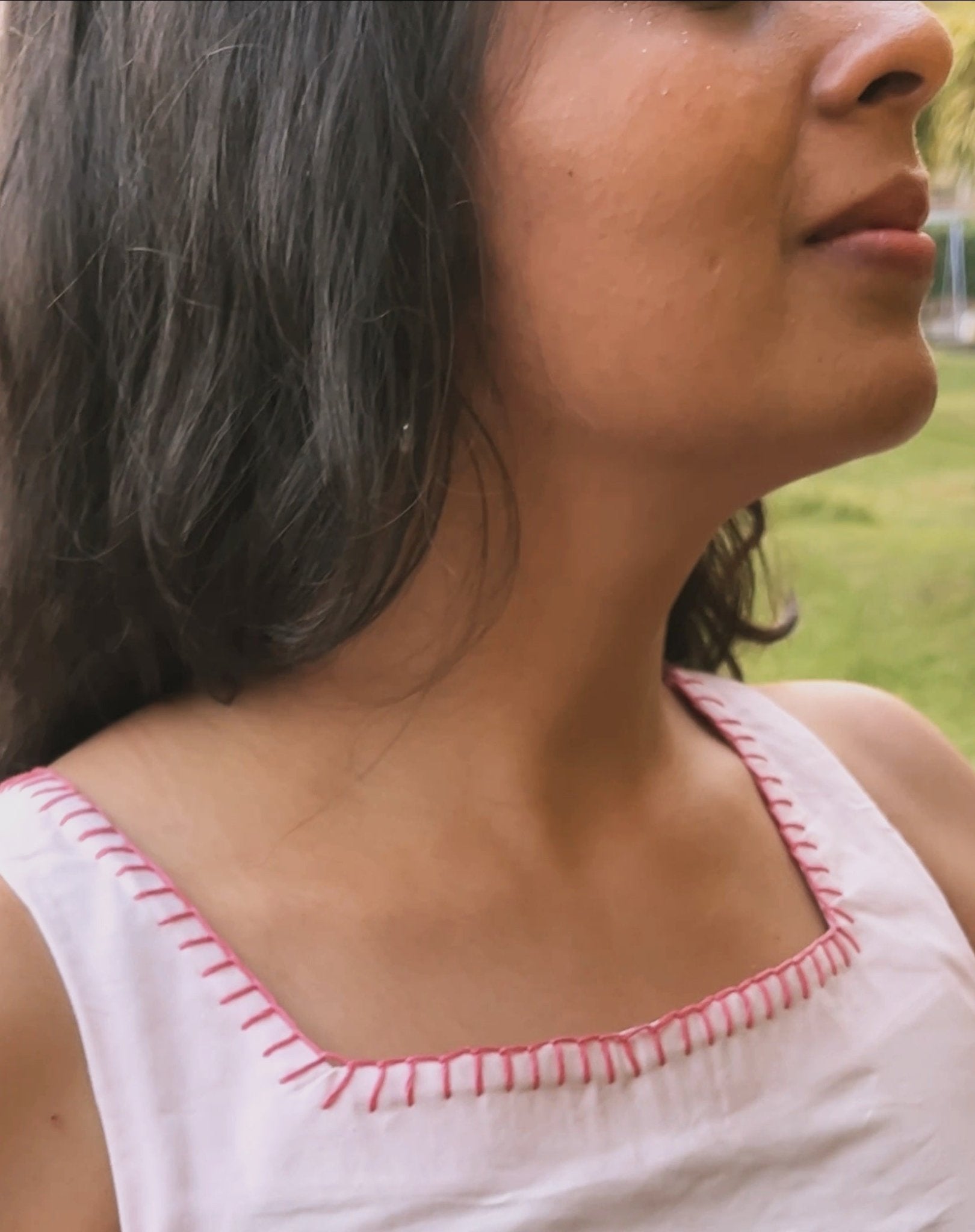 The Ocean Is Pink – Cotton, Hand - Embroidered Ethnic Set – Womens Ethnic Sets on Brown Living™. SKU: C2P1M. Img 7.