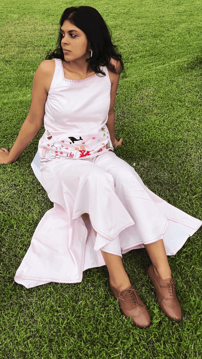 The Ocean Is Pink – Cotton, Hand - Embroidered Ethnic Set – Womens Ethnic Sets on Brown Living™. SKU: C2P1S. Img 2.