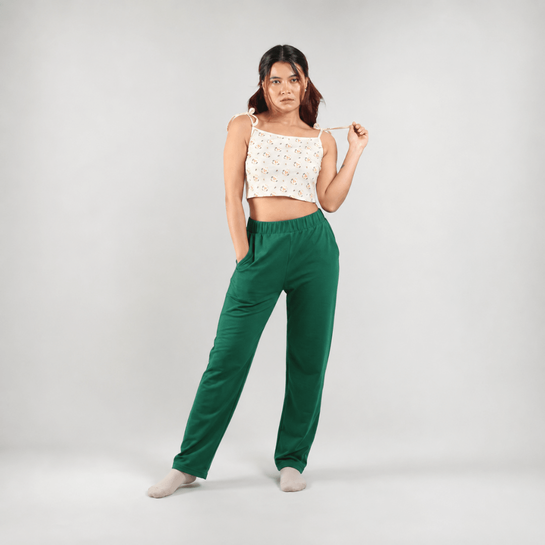 The Palm Pause Organic Cotton Co-Ord Set – Womens Co-Ord Sets on Brown Living™. SKU: 001CSButterYellow-Green-S. Img 1.