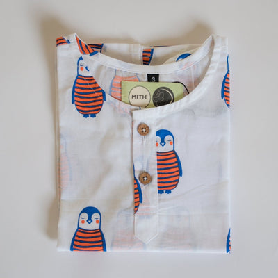 The Penguin Dad - Unisex Kids Cotton Nightwear – Kids Pyjamas on Brown Living™. SKU: MITHNW - 030 - 1. Img 6.