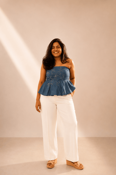 The Phool Handpainted Tube Top | Artisan Painted Summer Wear – Womens Top on Brown Living™. SKU: TU24N. Img 11.
