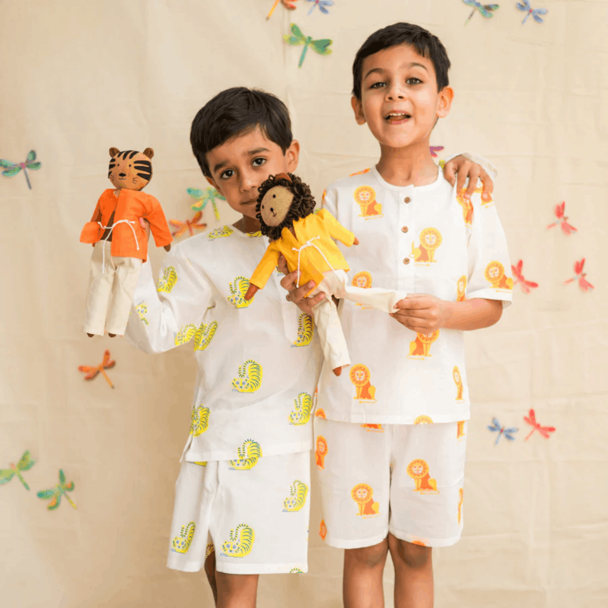 The Regal Lion Unisex Kids Cotton Nightwear Set – Kids Pajamas on Brown Living™. SKU: MITHNW-094-1. Img 3.