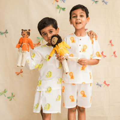 The Regal Lion Unisex Kids Cotton Nightwear Set – Kids Pajamas on Brown Living™. SKU: MITHNW-094-1. Img 3.