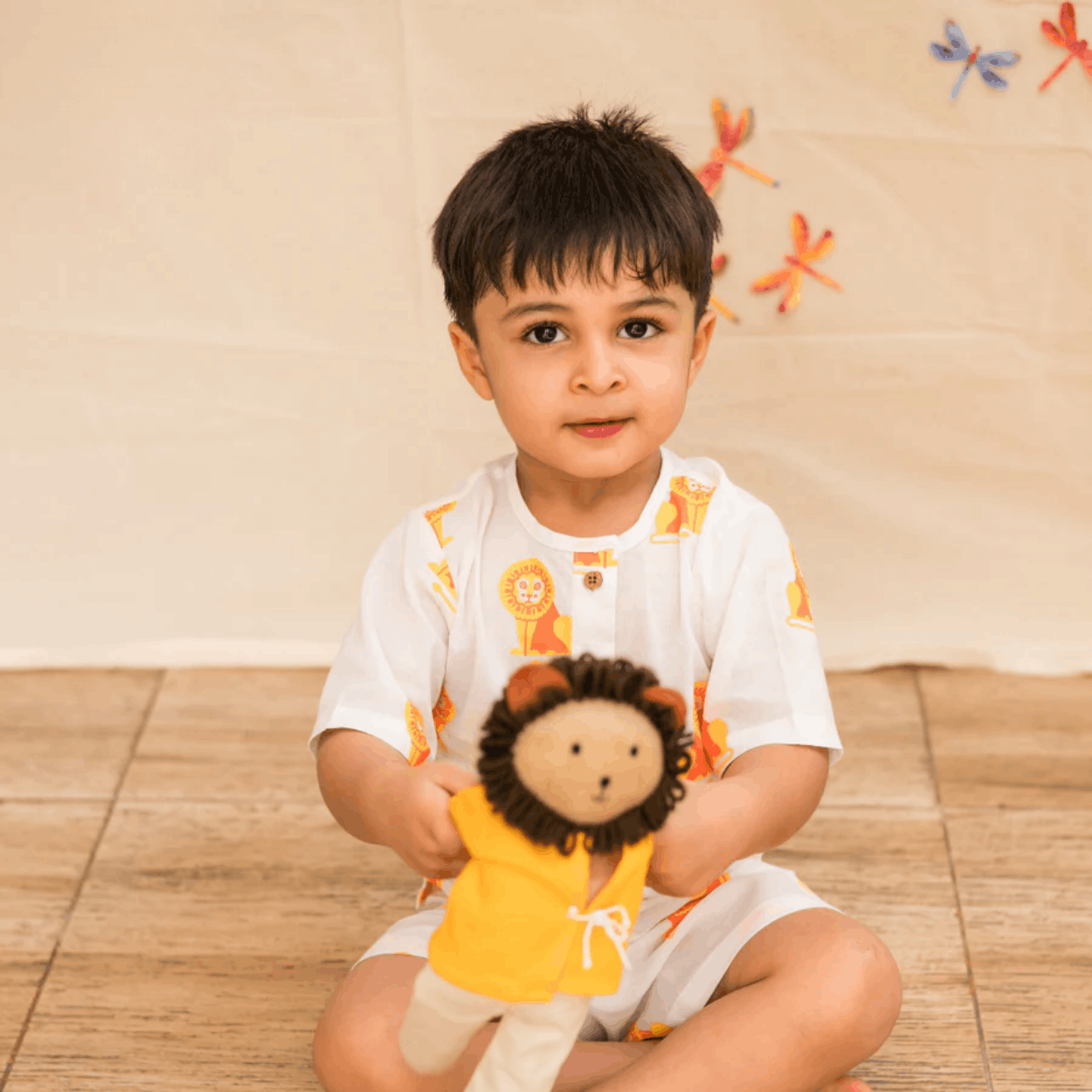 The Regal Lion Unisex Kids Cotton Nightwear Set – Kids Pajamas on Brown Living™. SKU: MITHNW-094-1. Img 6.
