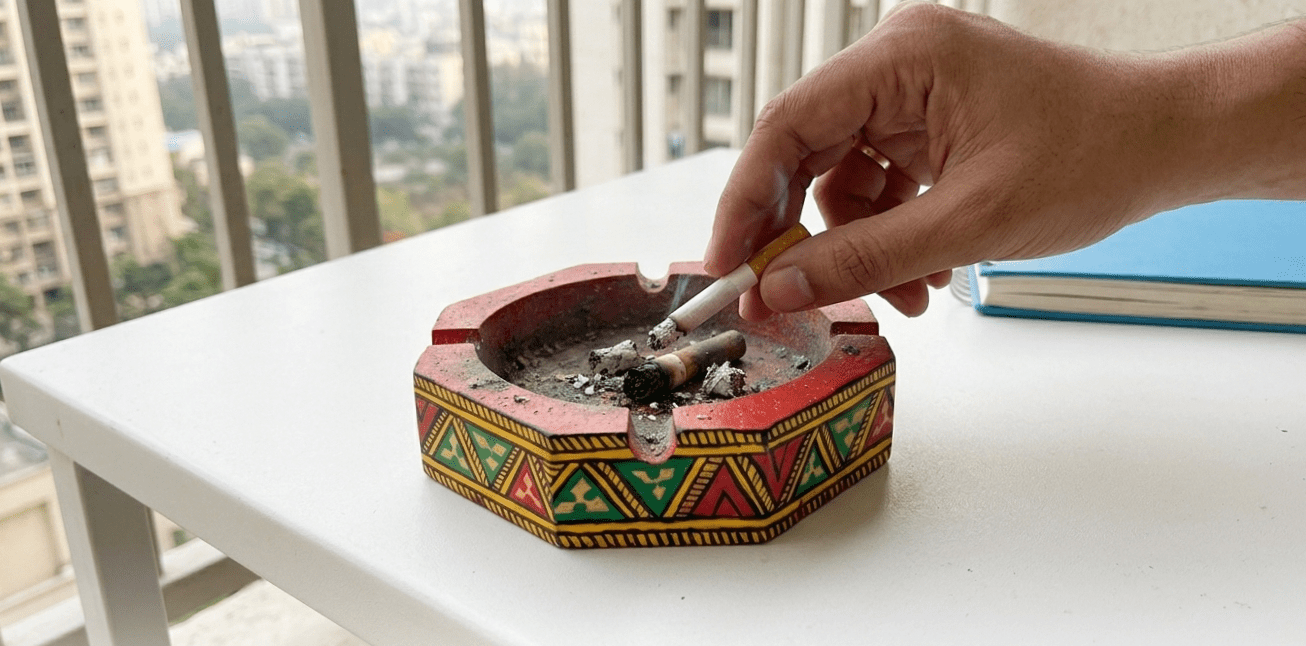 The Royal Ember Traditional Phad Folk Art Collectible Ash Tray – Home Decor on Brown Living™. SKU: PDAMATMDMC01. Img 2.