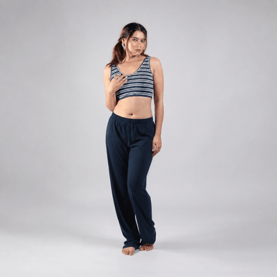 The Seaside Ease Cotton Co-Ord Set For Women – Womens Co-Ord Sets on Brown Living™. SKU: 011CSNavyWhiteStripe-NavyS. Img 1.
