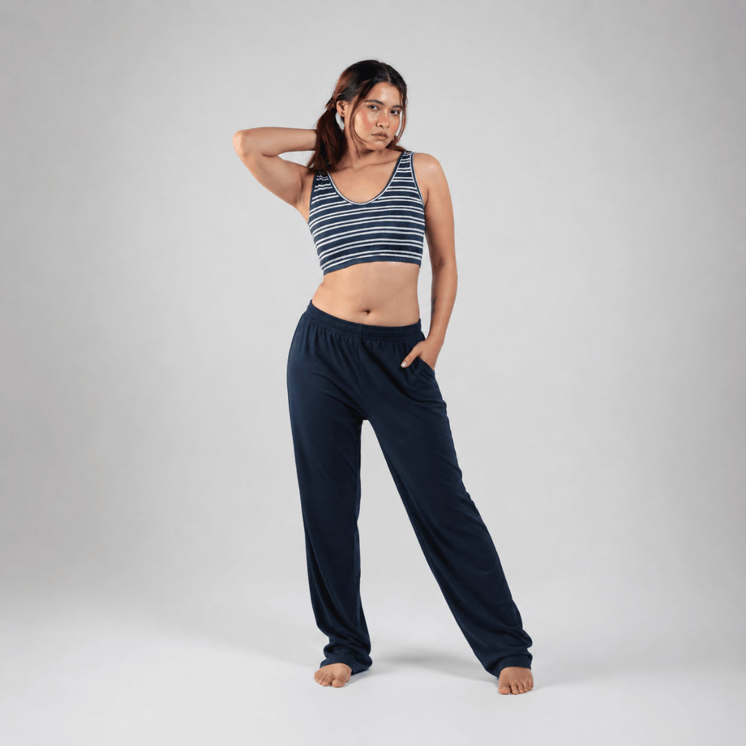 The Seaside Ease Cotton Co-Ord Set For Women – Womens Co-Ord Sets on Brown Living™. SKU: 011CSNavyWhiteStripe-NavyS. Img 2.