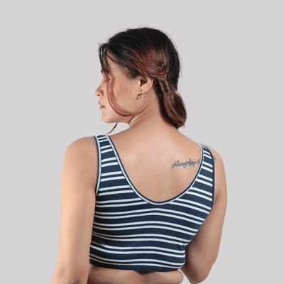 The Seaside Ease Cotton Co-Ord Set For Women – Womens Co-Ord Sets on Brown Living™. SKU: 011CSNavyWhiteStripe-NavyS. Img 3.
