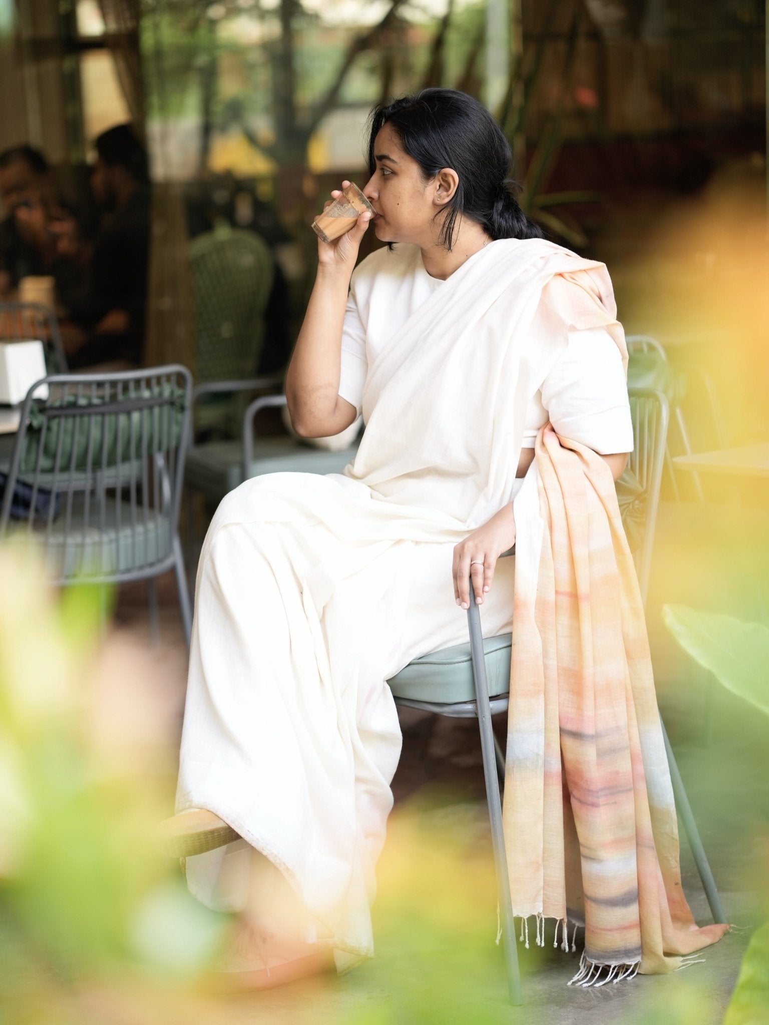 The Sunrise Saree – Handloom Cotton in Warm Tones – Womens Saree on Brown Living™. SKU: V - V - TS - 01. Img 3.