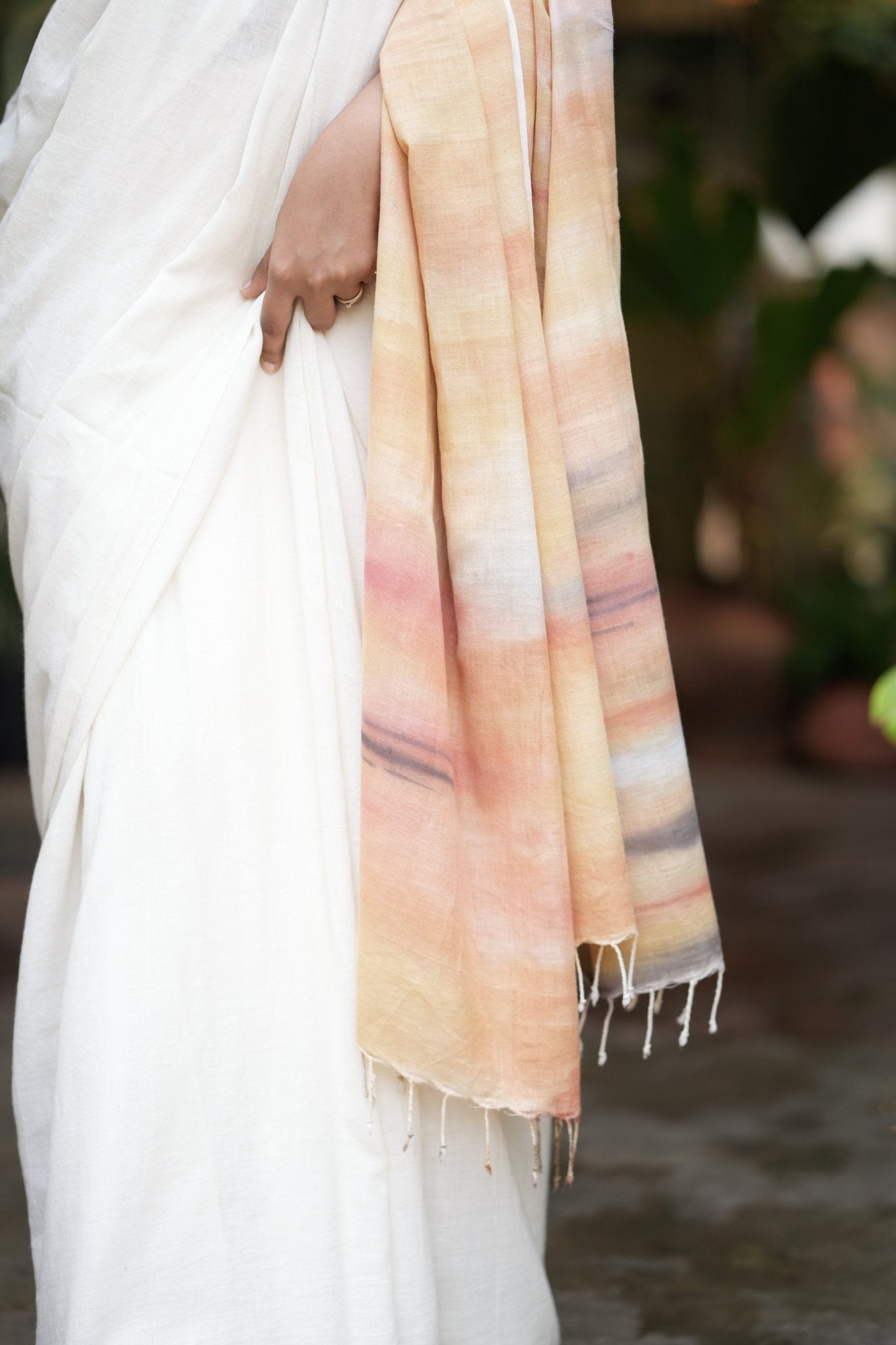 The Sunrise Saree – Handloom Cotton in Warm Tones – Womens Saree on Brown Living™. SKU: V - V - TS - 01. Img 2.