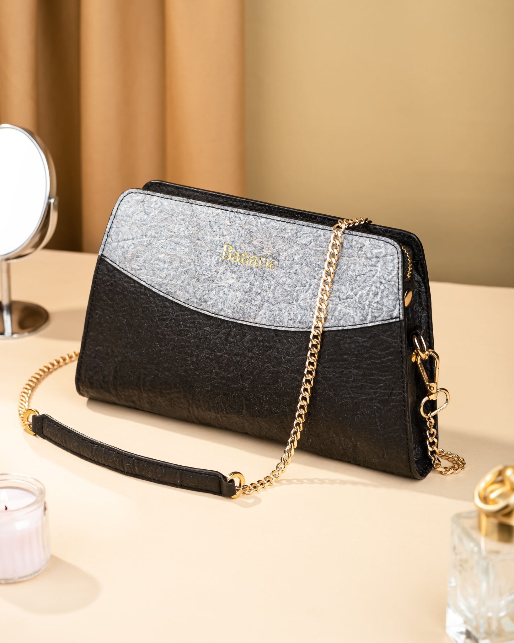 The Zen Clasp Crossbody Sling Bag | Vegan Banana Fiber Sling – Womens Handbag on Brown Living™. SKU: RC-BAG-BANARIC-07A. Img 1.