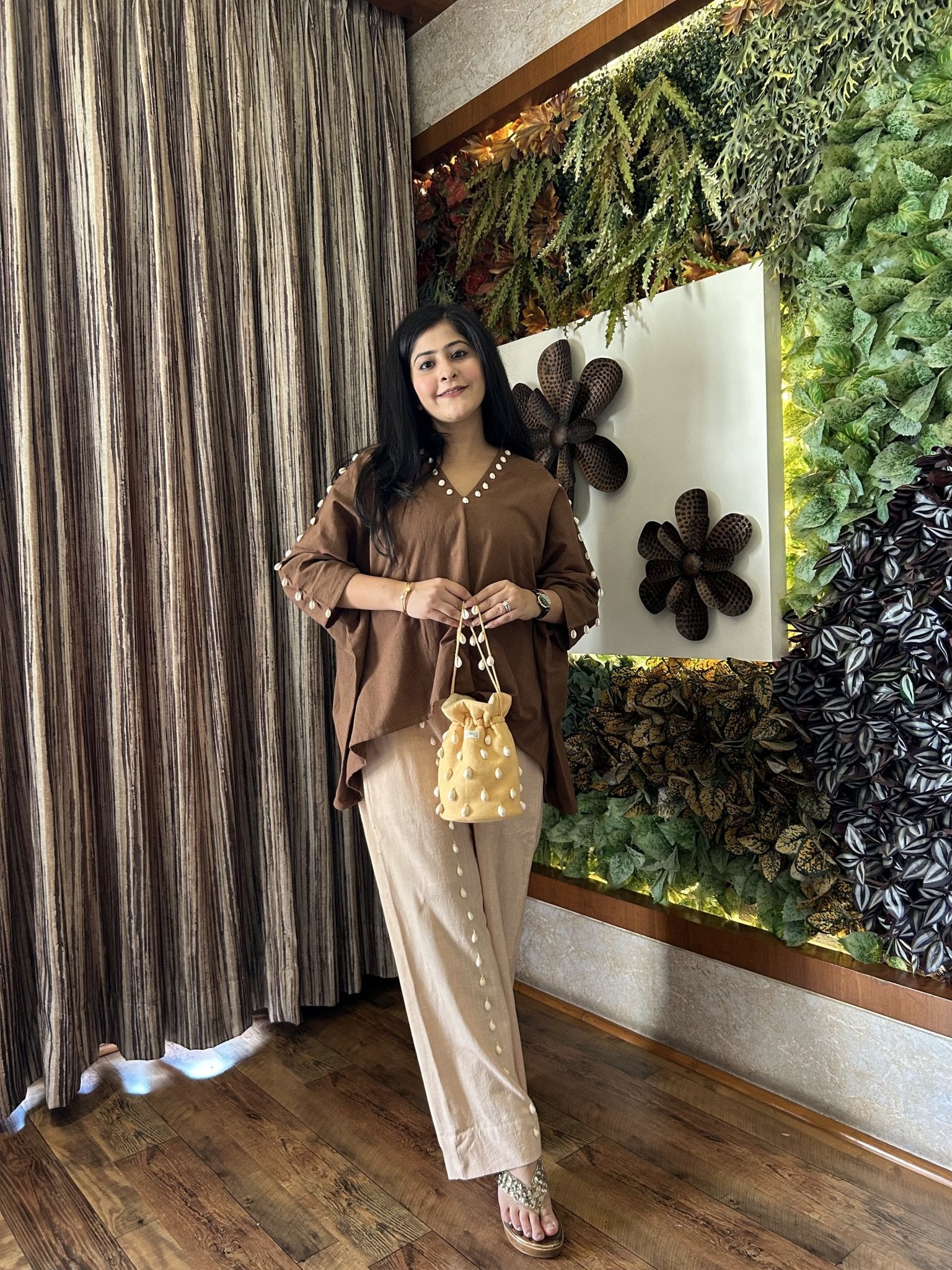 Thistle Kaftan Co - ord Set | Handloom Cotton Sustainable Outfit – Womens Co - Ord Sets on Brown Living™. SKU: TCC-LDV-82-XS. Img 1.