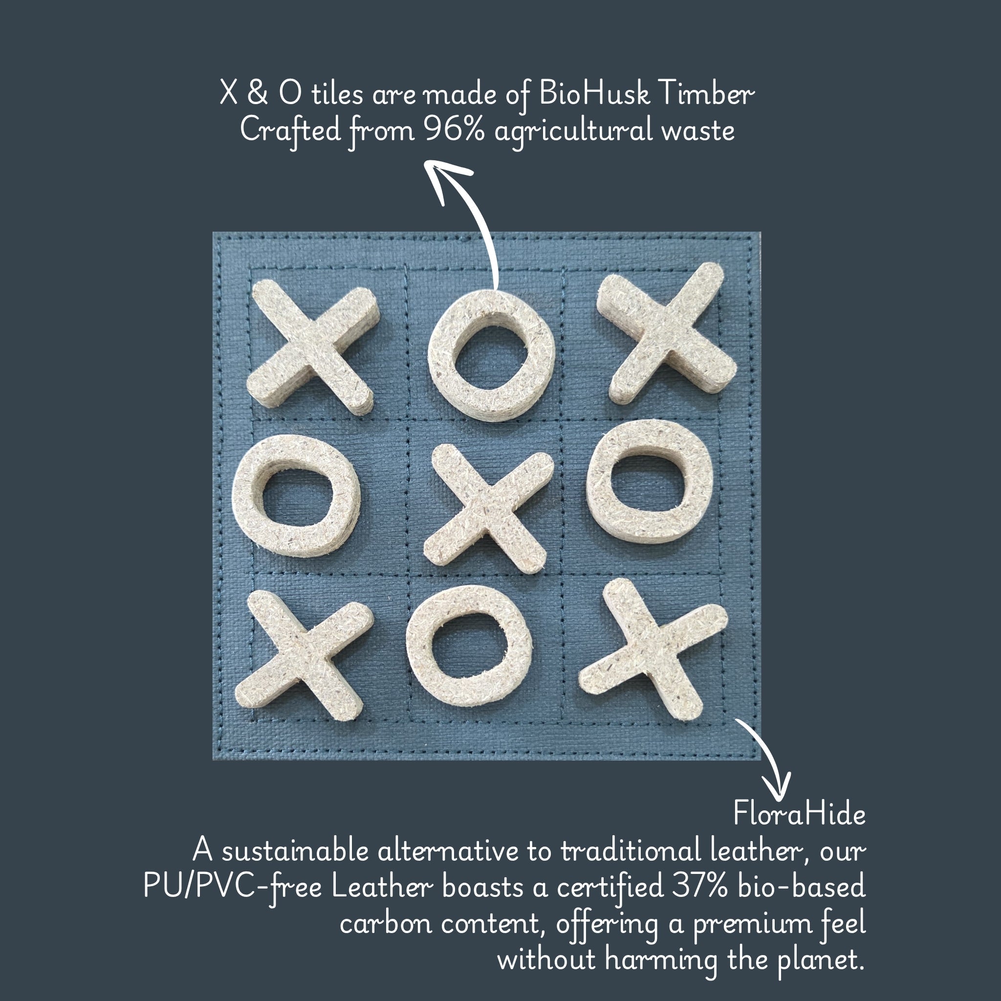 Tic Tac Toe Game – Crafted from Biohusk Timber – Card Games on Brown Living™. SKU: XO. Img 1.