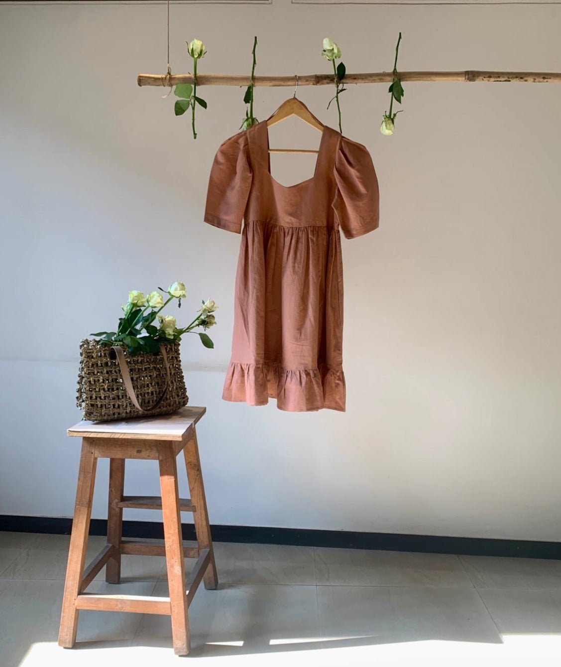 Tiered Mini hemp Cotton Dress | Verified Sustainable by Brown Living™