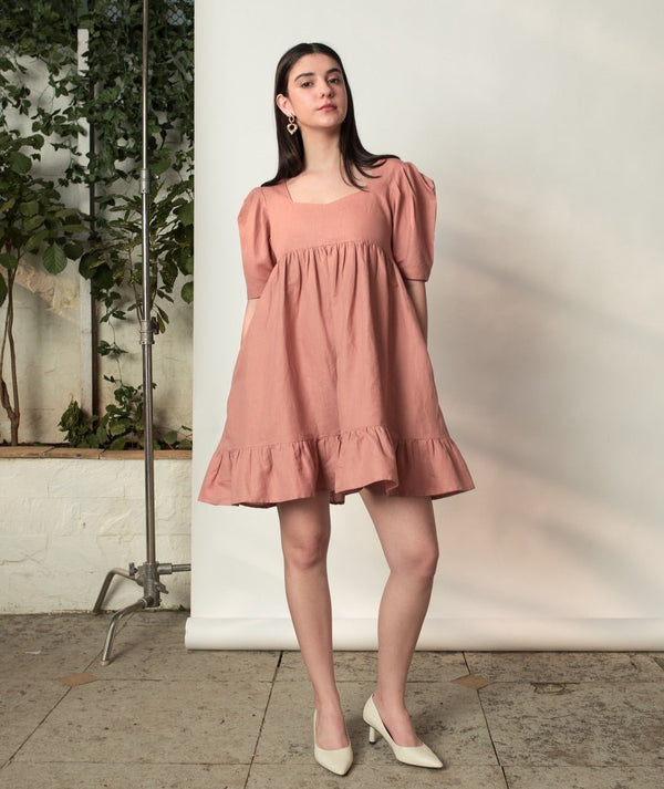 Tiered Mini hemp Cotton Dress | Verified Sustainable Womens Dress on Brown Living™