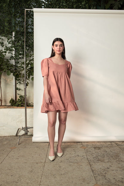 Tiered Mini hemp Cotton Dress | Verified Sustainable by Brown Living™