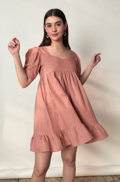 Tiered Mini hemp Cotton Dress | Verified Sustainable by Brown Living™