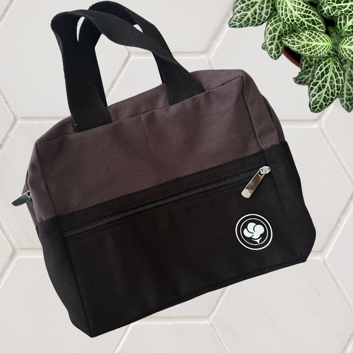 Tiffin Tote – Cotton Canvas Lunch Bag – Bags by The Gossy Shrub available on Brown Living™. Grey . SKU: TIF005. Img 4.