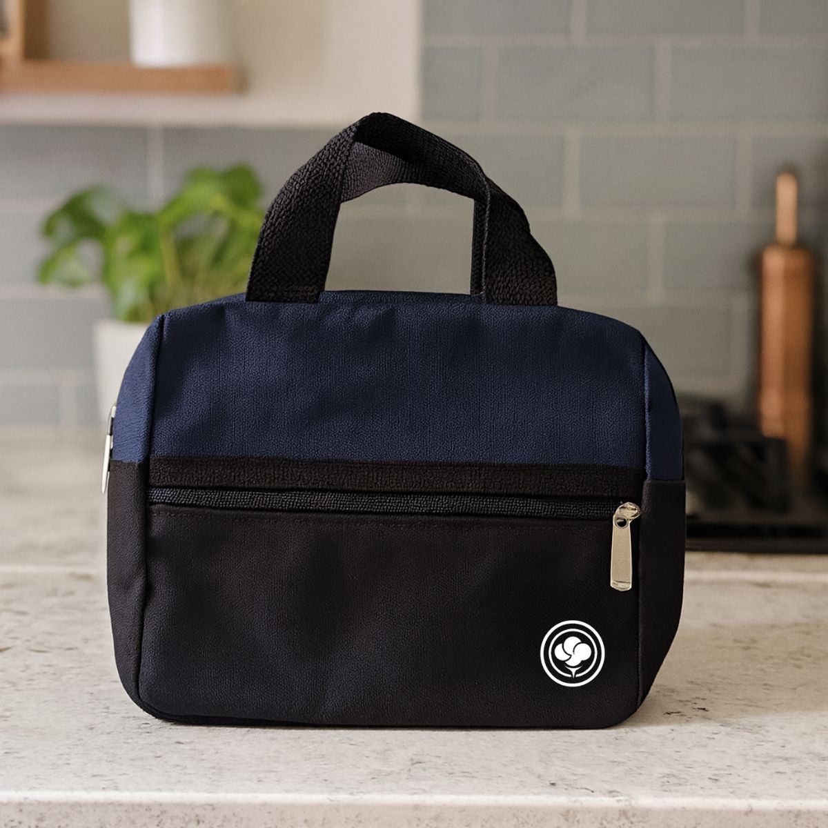 Tiffin Tote – Cotton Canvas Lunch Bag – Bags by The Gossy Shrub available on Brown Living™. Navy Blue . SKU: TIF007. Img 2.