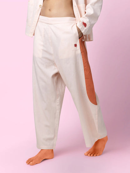 Tipa – Organic Cotton Linen Flowy Pants with Side Panel – Mens Pants by Phuhar's available on Brown Living™. Pink Xs. SKU: pH0711. Img 5.