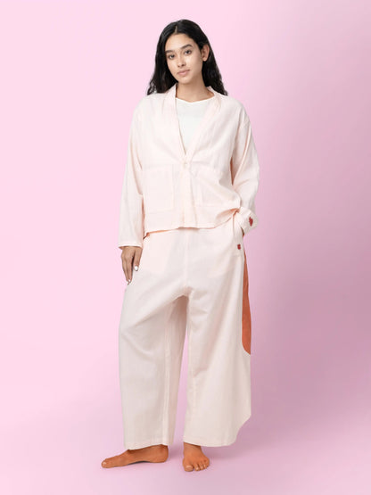 Tipa – Organic Cotton Linen Flowy Pants with Side Panel – Mens Pants by Phuhar's available on Brown Living™. Pink Xs. SKU: pH0711. Img 7.