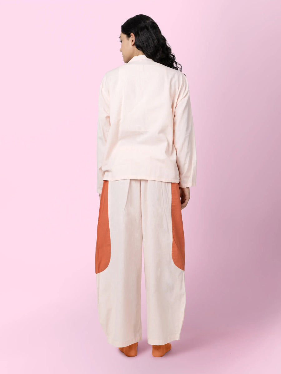 Tipa – Organic Cotton Linen Flowy Pants with Side Panel – Mens Pants by Phuhar's available on Brown Living™. Pink Xs. SKU: pH0711. Img 8.