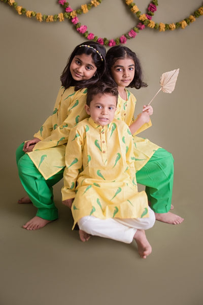 Tiya Parrot - Boys Ethnic Wear – Kids Ethnic Sets on Brown Living™. SKU: MITHEW - 042B - 1. Img 9.