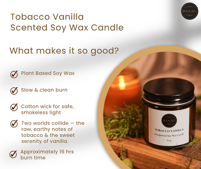 Tobacco Vanilla Scented Soy Wax Candle – Handcrafted & Long - Lasting – Candles & Fragrances on Brown Living™. SKU: BGSC000011. Img 2.