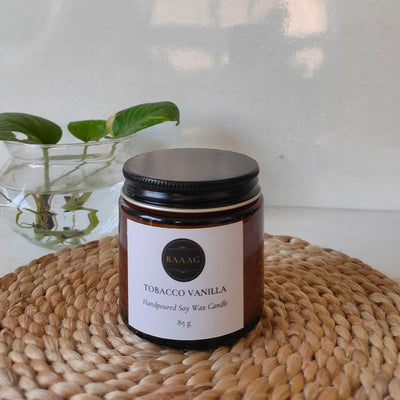 Tobacco Vanilla Scented Soy Wax Candle – Handcrafted & Long - Lasting – Candles & Fragrances on Brown Living™. SKU: BGSC000011. Img 1.