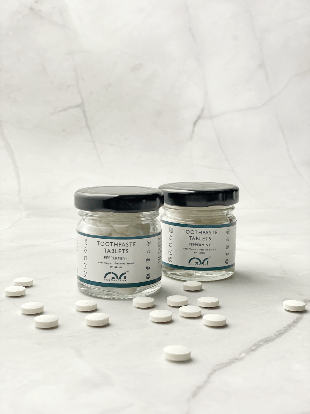 Toothpaste Tablets - (60Nos.) | Natural Fluoride - Free Tablets – Tooth Cleaning Tablets on Brown Living™. SKU: EM-00102. Img 2.