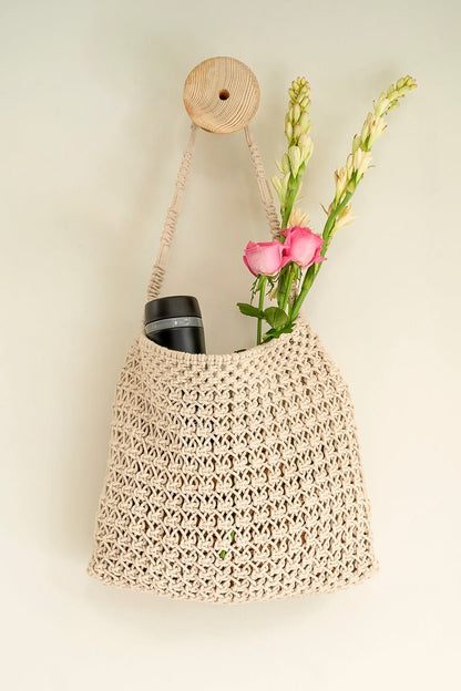 Tottaly Classic Hand - Knotted Tote | Artisan Handmade Carry Bag – Tote Bag on Brown Living™. SKU: S22CLTOTE122-IW. Img 4.