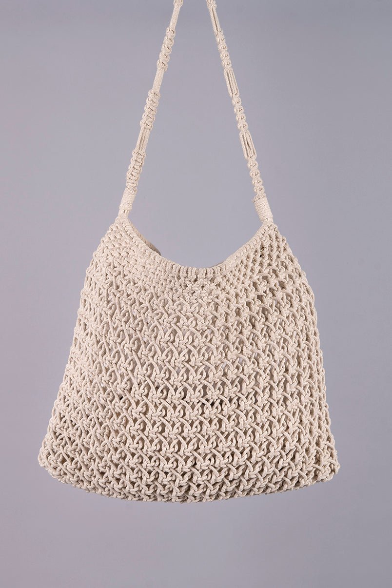 Tottaly Classic Hand - Knotted Tote | Artisan Handmade Carry Bag – Tote Bag on Brown Living™. SKU: S22CLTOTE122-IW. Img 5.