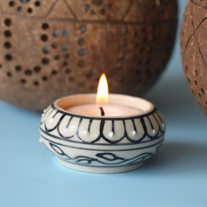 Traditional Coconut Shell Tea Light Candle Holders (Set of 2) | Verified Sustainable by Brown Living™